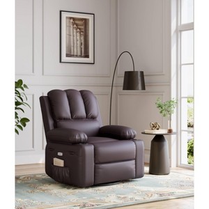 Recliner Chair with Heat and Massage - 360° Swivel&Faux Leather Rocking Chair with Cup Holder for Living Rooms, Bedrooms - 1 of 4