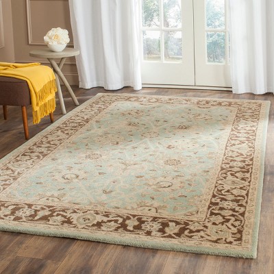 Handmade Heirloom Green & Brown Wool 6' x 9' Tufted Area Rug
