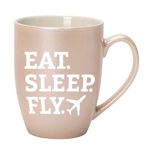 Elanze Designs Eat Sleep Fly White and Precious Pearl 10 ounce New Bone China Coffee Cup Mug - 1 of 4