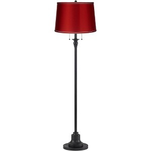 360 Lighting Dyna 58" High Black and Satin Red Shade 2-Light Floor Lamp - 1 of 4