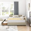 Sapphtopaz Daybed Bed Frame with Tufted Upholstered Sofa Bed with Armrests and Wood Slats Support Beds for Apartment, Bedroom - 2 of 4