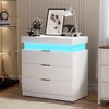 TIRAMISUBEST Nightstand with Sliding Charger & LED Lights, Modern Tech Hub for Bedrooms - 4 of 4