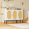 Rattan Shoe Cabinet with 3 Doors, Freestanding Shoe Organizer with Large Storage Space, 8-Tier Shoe Cabinet with Adjustable Shelves for Entryway - 4 of 4
