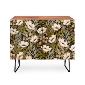 Avenie Floral Meadow Spring Green Walnut Credenza - Deny Designs - 1 of 3