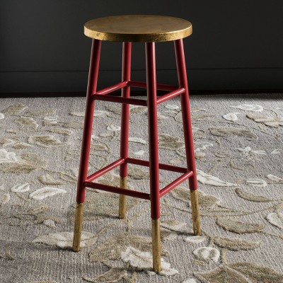 Transitional 30" Red and Gold Metal Bar Stool