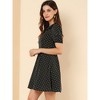 Allegra K Women's Heart Dots Print Short Sleeve A-Line Peter Pan Collar Mini Dress - 4 of 4