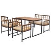Tangkula 4 Pieces Acacia Wood Patio Dining Set w/ 1 Rectangular Table & 1 Loveseat & 2 Armchairs - 2 of 3