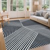 Washable Geometric Stripped Lines Print Area Rug for Living Room Bedroom, Indoor Modern Large Floor Carpet for Dining Room Home Office - 2 of 4