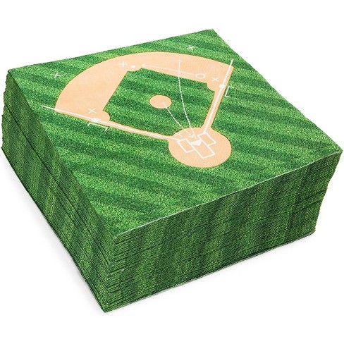 Blue Panda 100-Pack Baseball Field Party Napkins, 2-Ply Disposable Paper Napkin Party Supplies, Green 6.5" - image 1 of 4