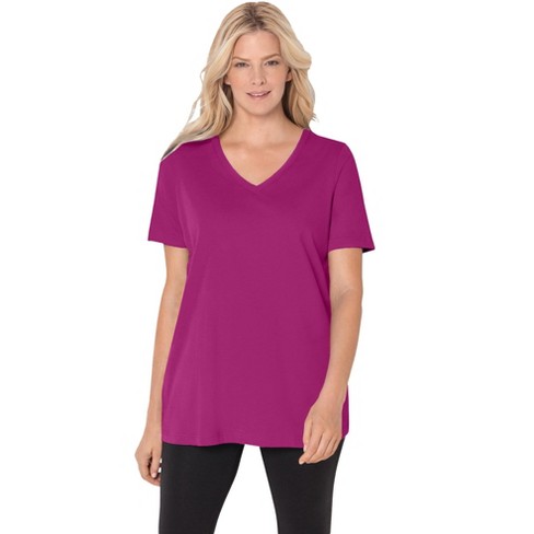 Woman Within Women's Plus Size Petite Perfect Short-sleeve V-neck Tee ...