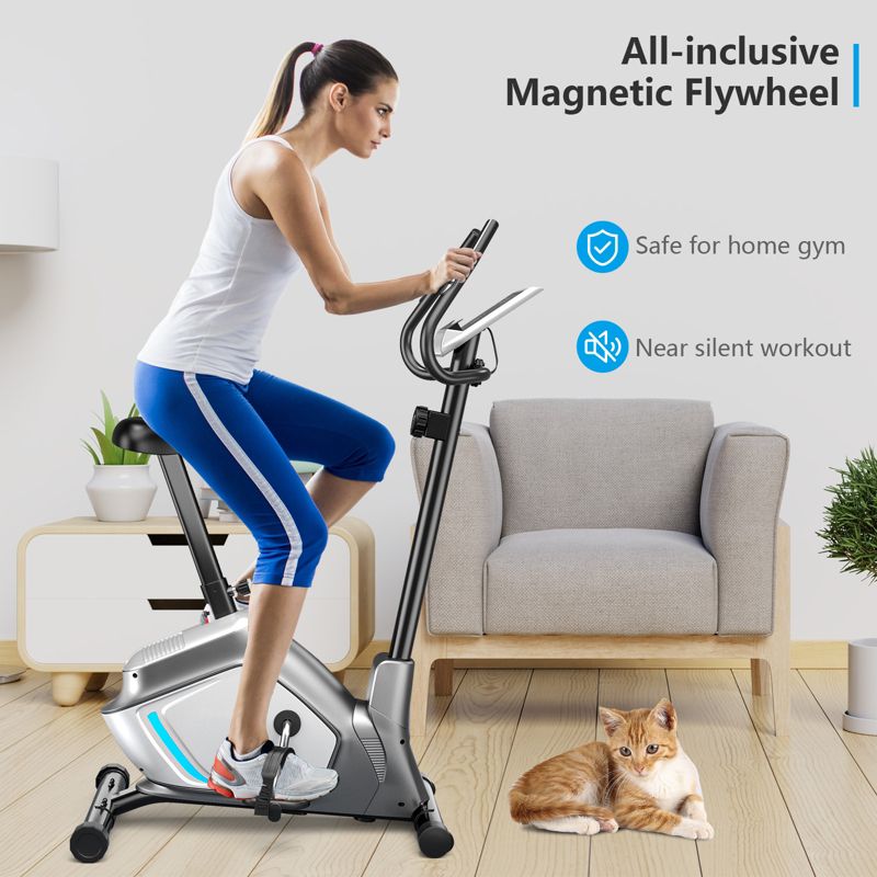 Costway 2-in-1 Exercise Bike Adjustable Magnetic Stationary Bike w/ LCD Screen 8 Magnetic Resistances, 3 of 11