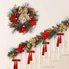 Acekool 24-Inch Pre-Lit Wreath with 20 LED Lights, Red & Gold Ornaments, Battery-Operated, Timer, Pine Cones & Berries, Door & Wall Décor - 4 of 4