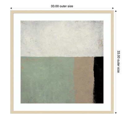 Abstract Geometric Lithograph with Wood Frame, 33 x 33 Inches