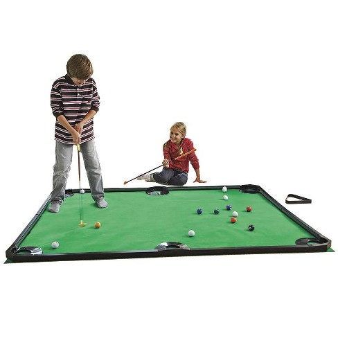 HearthSong - Golf Pool Indoor Family Game-Includes Two Golf Clubs, 16 Balls, Green Mat, and Rails for Kids - image 1 of 4