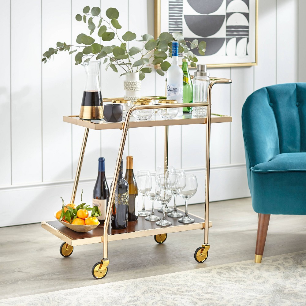 Photos - Other Furniture Dorset Bar Cart Bright Gold - angelo : Home