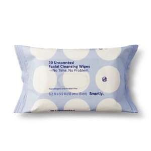 Unscented Facial Cleansing Wipes - 30ct - Smartly™ - 1 of 3