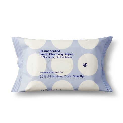 Unscented Facial Cleansing Wipes - 30ct - Smartly™ : Target