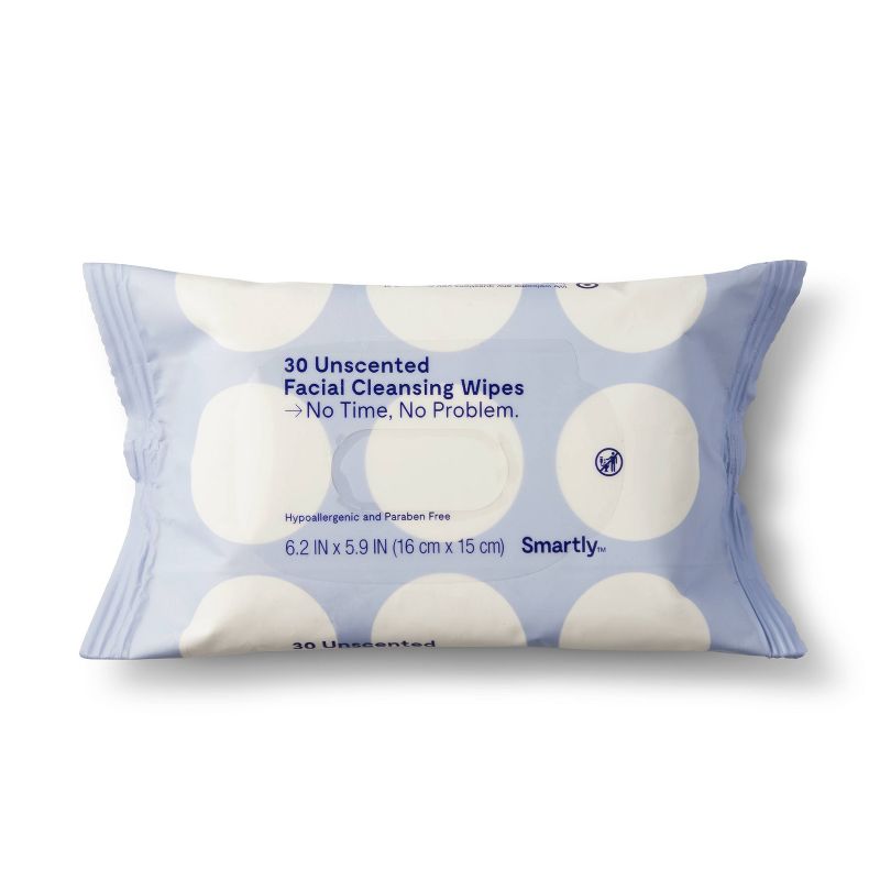 Unscented Facial Cleansing Wipes - 30ct - Smartly&#8482;, 1 of 7
