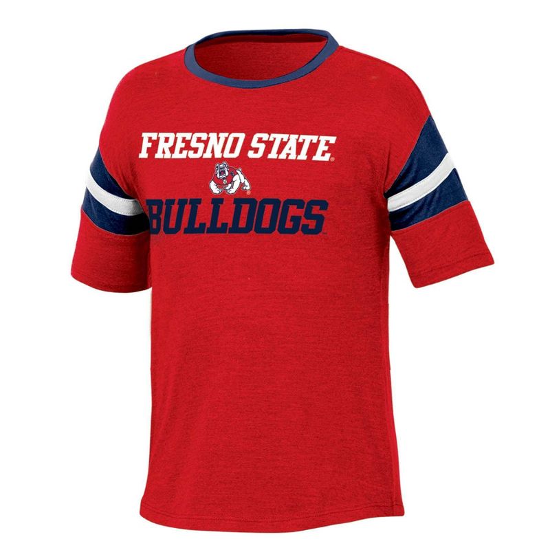 NCAA Fresno State Bulldogs Girls&#39; Short Sleeve Striped Shirt, 1 of 4