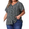 Agnes Orinda Women's Plus Size V-Neck Single Breasted Floral Print Blouses - 2 of 4
