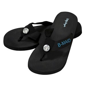 Monogram Bridesmaid Flip Flop Sandals - LG, Size: Large, Black