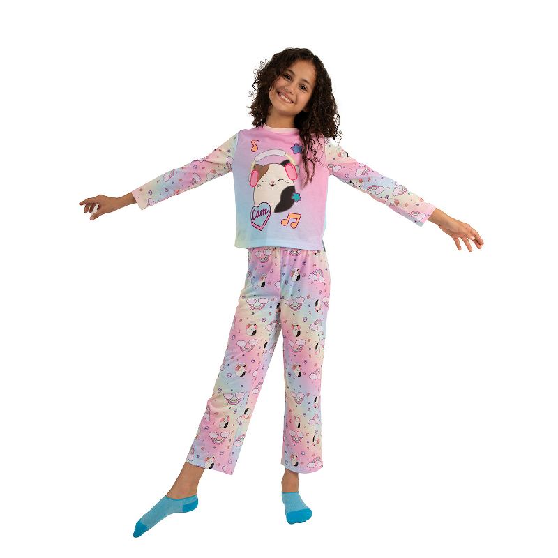 Squishmallows Cam the Cat Girls' 2-Piece Sleepwear Pajama Set, 1 of 4