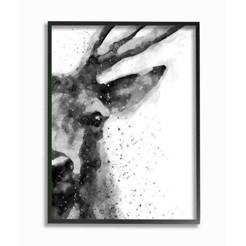 Stupell Industries Buck Reindeer Antlers Wild Forest Animal Black White :  Target
