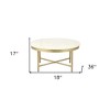 HomeRoots 18" Ivory And Gold Wood And Steel Round Coffee Table - 3 of 4