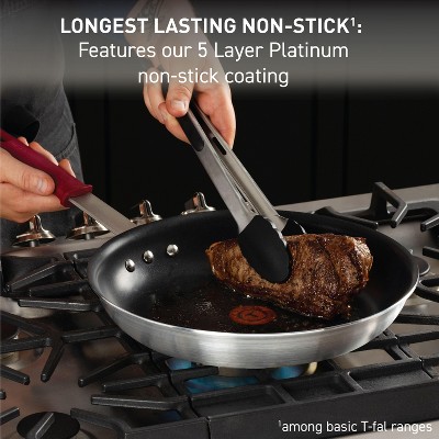 Professional Silver Nonstick Aluminum Cookware Set with Red Handles, 8 Pieces