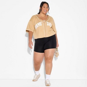 Women's Game Day Cropped Elbow Sleeve V-Neck Athletic Jersey - Wild Fable™ - 1 of 3