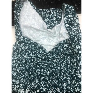 A heart-shaped collar long sleeved printed short maternity dress with dark green floral print (print) dark green print_XXL - 1 of 1