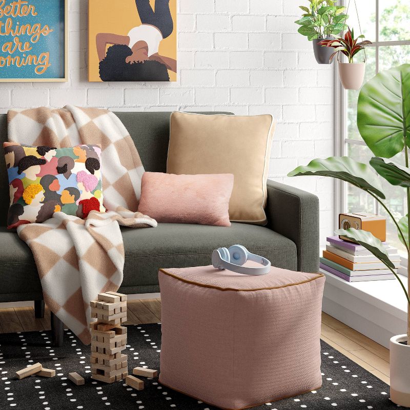 Color Block with Contrast Piping Pouf - Room Essentials™, 3 of 8