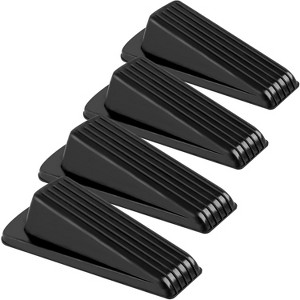 Attop Rubber Door Stoppers 4 Pack for Bottom of Door - Heavy Duty Floor Wedge Stopper for Wood, Tile, Carpet Surfaces (Black) - 1 of 4