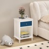 Racxily 26.77''H Wooden Nightstand with One Drawer One Shelf for Kids, Adults,Gray+Silver handle - 2 of 4