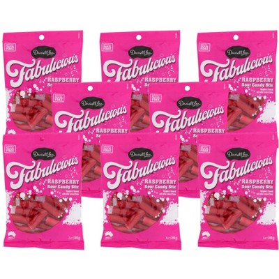 Darrell Lea Raspberry Sour Candy Sticks - Case of 8/7 oz