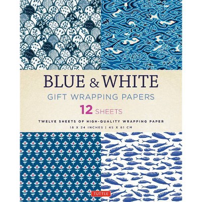 Blue & White Gift Wrapping Papers - 12 Sheets - by  Tuttle Publishing (Paperback)