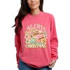 Aloha Christmas Surfing Santa - Women's Garment Dyed Long Sleeve Graphic T-Shirt - 3 of 4