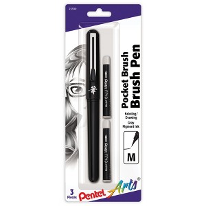 Pentel Arts Pocket Brush Pen with 2 Black Refills - 1 of 2