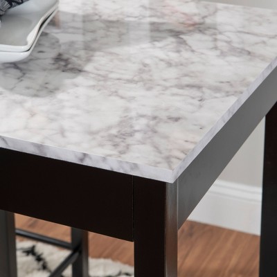 Elegant Lancer 3-Piece Faux Marble Tavern Dining Set - Black