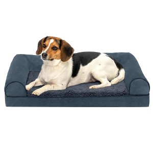 FurHaven Faux Fleece & Chenille Orthopedic Sofa Dog Bed - 1 of 3
