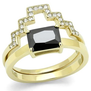 Slickblue Black Diamond CZ Stainless Steel Ring in IP Gold Finish, Women's Ring Size 5-10 - 1 of 4
