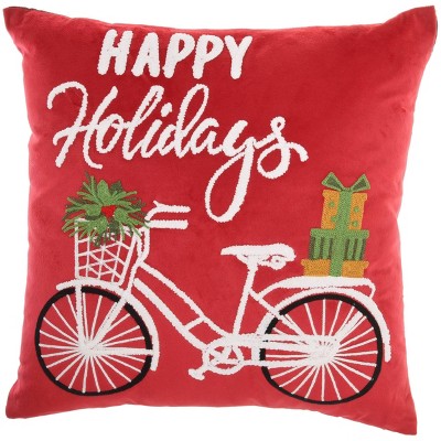 18"x18" Bike Holiday Square Throw Pillow Red - Mina Victory