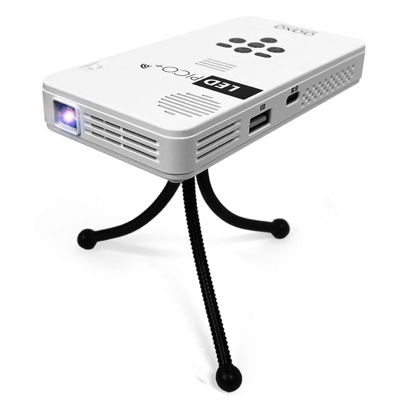 AAXA LED Pico+ Mini Projector, 2 Hour Battery, Wireless Mirroring, Mini-HDMI/Micro SD/USB Inputs, Onboard Media Player - White (KP-101-03), 1 of 10