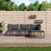 vidaXL 4-Piece Outdoor Furniture Set with Cushions, Weather-Resistant Poly Rattan, Steel Frame, Textilene Material, Anthracite Dark Gray Lounge - 2 of 4