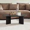 Modern MDF Coffee Table,Oval Side Table With MDF Pedestal Base,Wooden Small Accent Center Table For Living Room,Apartment-Coolbibila - 2 of 4