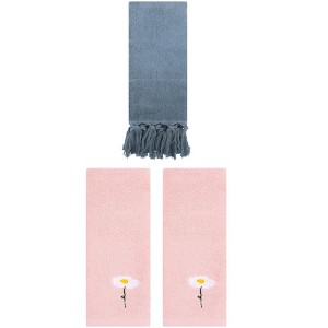 REGALWOVEN 3 Packs Cotton Soft Absorbent Floral Pattern and Solid Hand Towels - 1 of 4