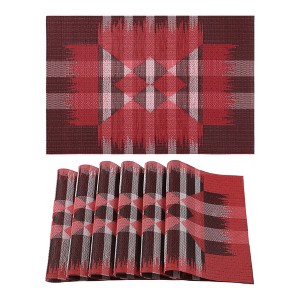 Unique Bargains PVC Wrinkle-Resistant Washable Indoor Outdoor Placemats 18" x 12" 6 Pcs - 1 of 4
