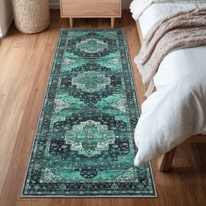 Machine Washable Area Rugs, Vintage Printed Floor Carpet with Non-Slip Backing - 1 of 4