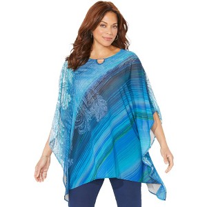 Catherines Women's Plus Size Keyhole Georgette Duster - 1 of 4