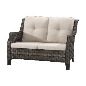 YARDSIGHT Outdoor Wicker Loveseat, 2-Seater Patio Sofa with Thick Cushions, All-Weather Rattan Couch for Garden, Porch, Balcony, Backyard - 1 of 4